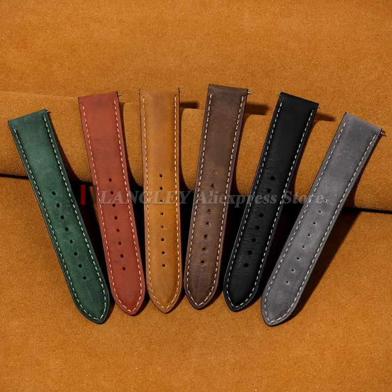 Amazfit Leather Watch Band Calfskin Strap with Butterfly Buckle Brown