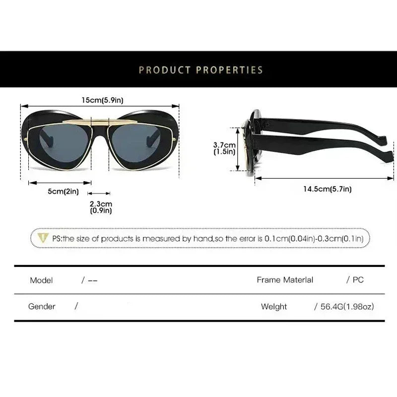 New Y2k Fashion Large Frame Sunglasses Ins Street Shot Cat's Eye Glasses Retro Personality Anti-ultraviolet Sunglasses