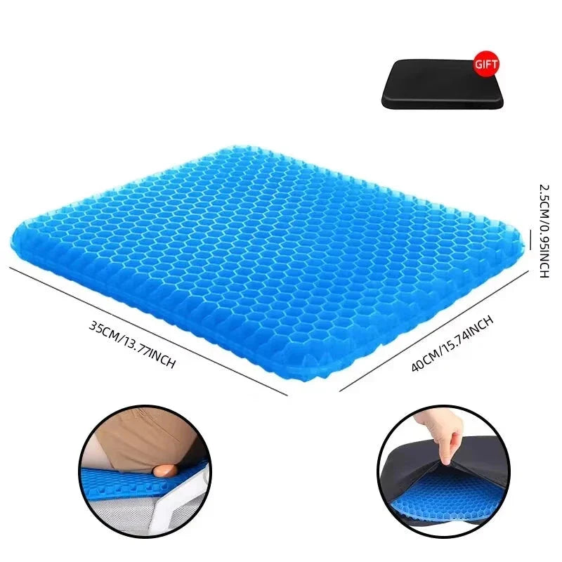Breathable Gel Seat Cushion – Honeycomb Design for Tailbone & Back Pain Relief, Home Office & Car Use