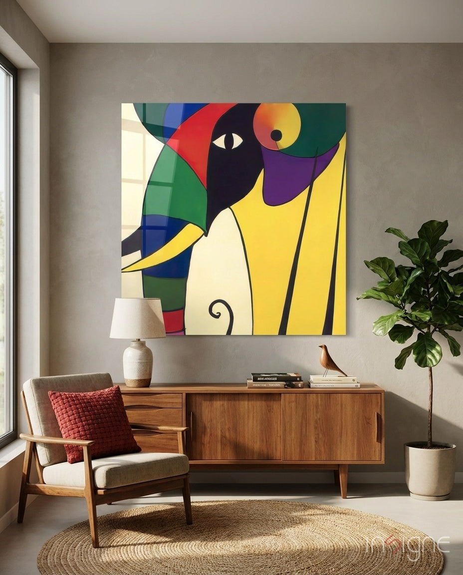 Wassily's Elephant Glass Wall Art  || Designer Collection
