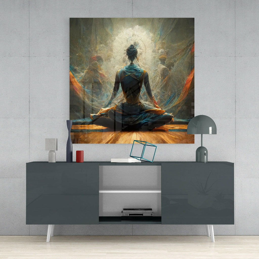 Meditation Glass Wall Art  || Designer Collection