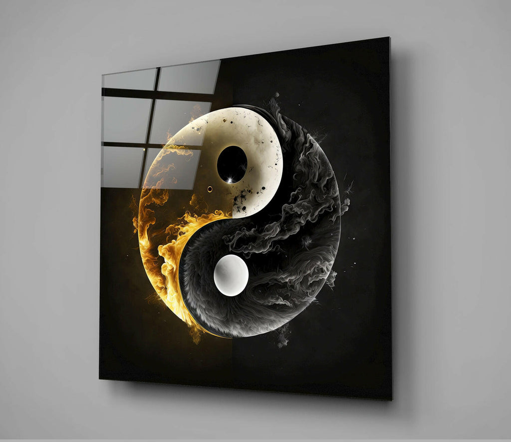 Ying and Yang Glass Wall Art  || Designer Collection