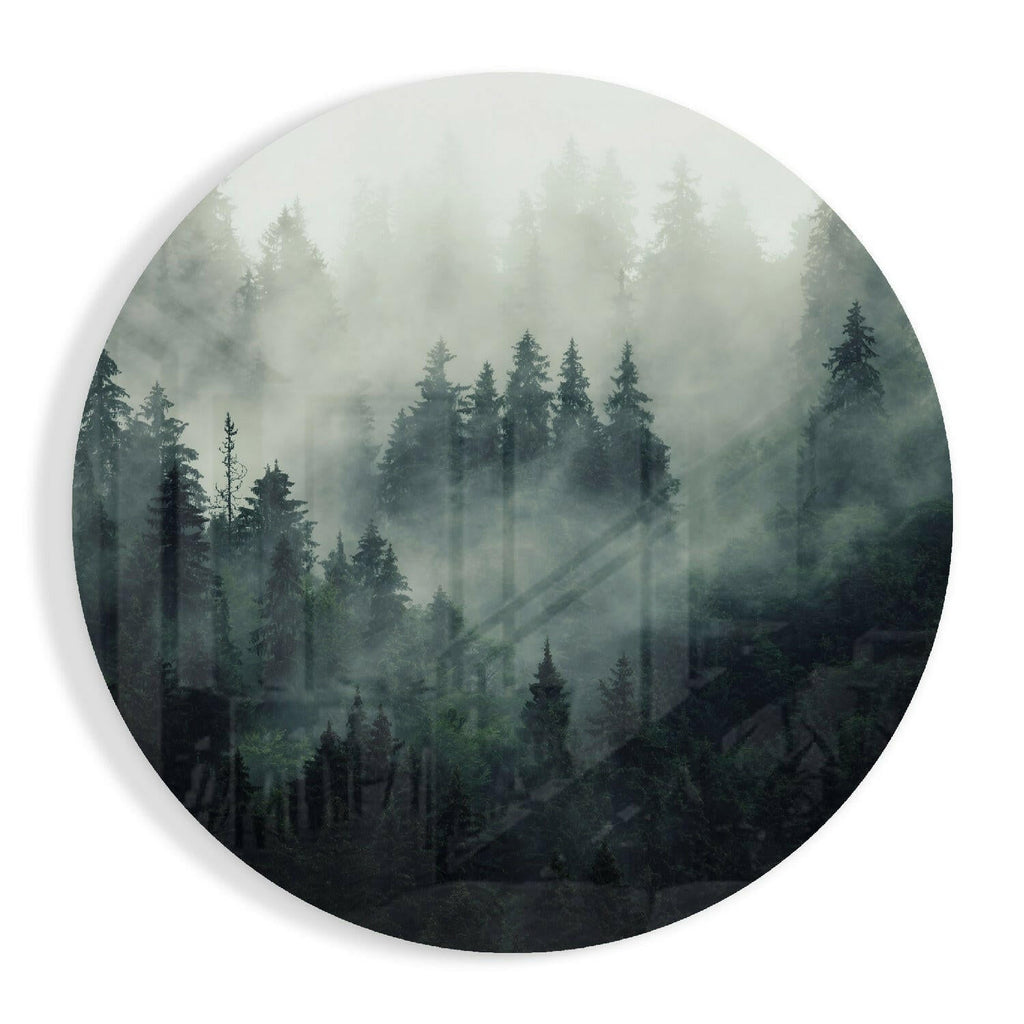 Foggy Forest Glass Wall Art