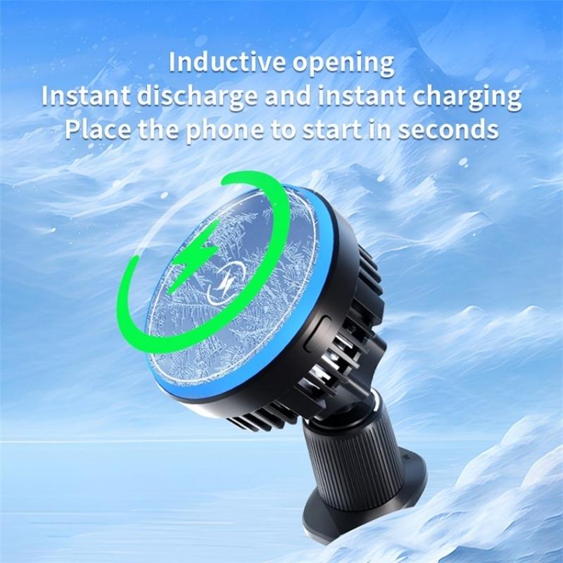 NNEIDS Wireless Magnetic Car Vent Charger With Colourful Light - Phone Charging Stand