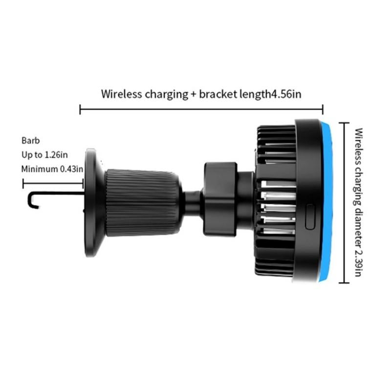 NNEIDS Wireless Magnetic Car Vent Charger With Colourful Light - Phone Charging Stand