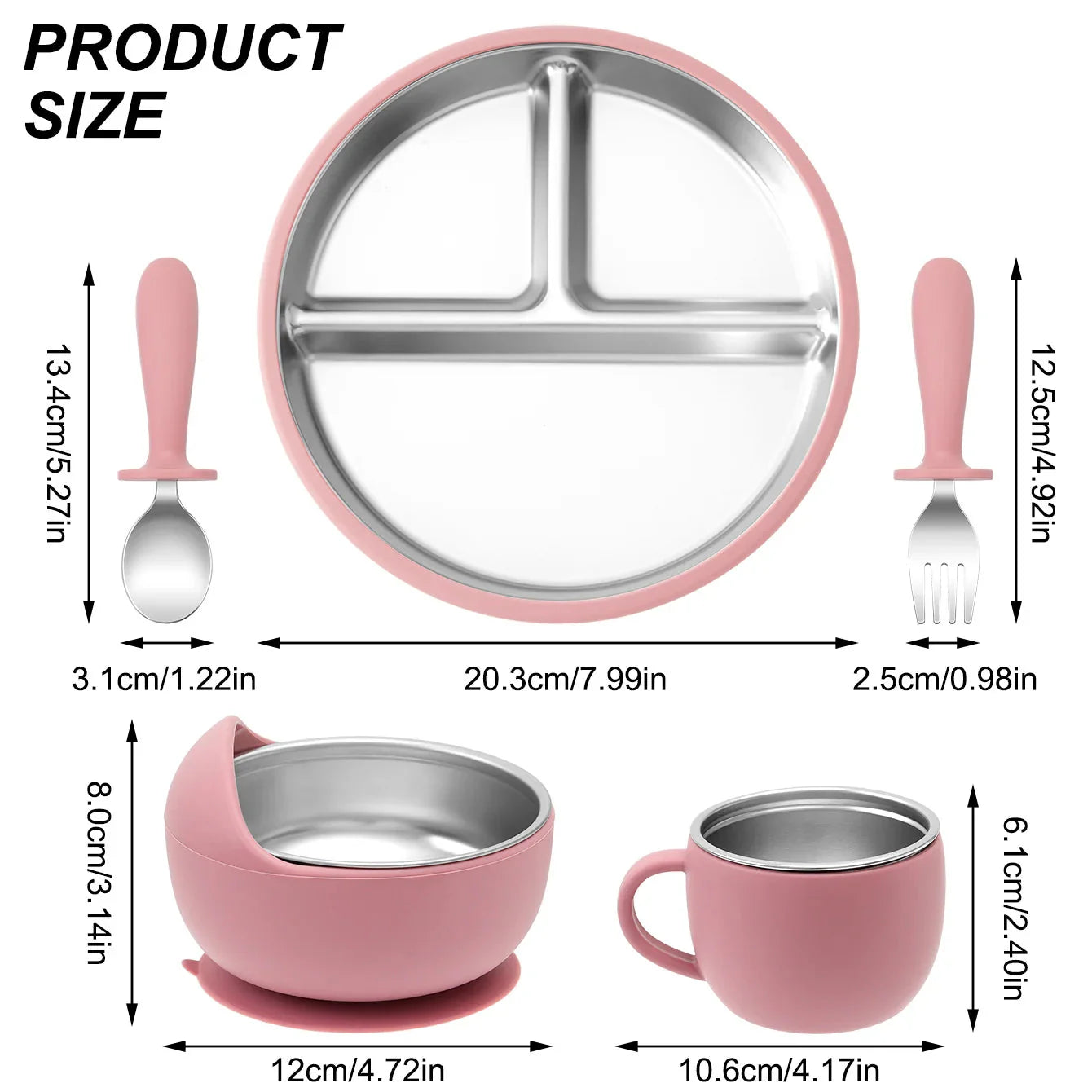 Stainless Steel Baby Feeding Set with Silicone Sucker