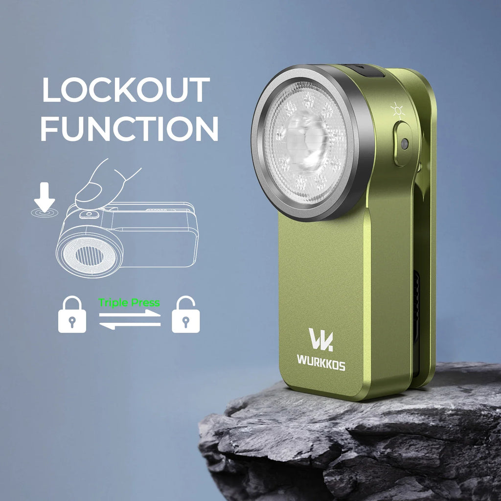 Wurkkos HD03 680LM Mini Clip Light USB C Rechargeable Pocket Flashlight Spotlight/Floodlight Portable EDC RGB Torch with Magnet