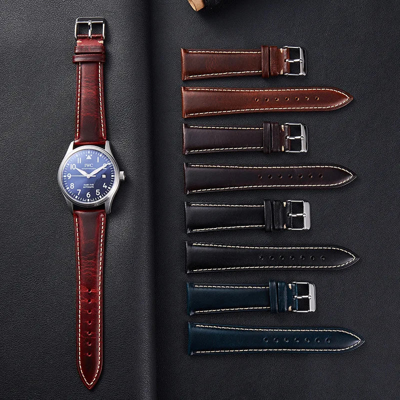 Amazfit Band Vintage Oil Wax Leather Watch Strap Cowhide Buckle