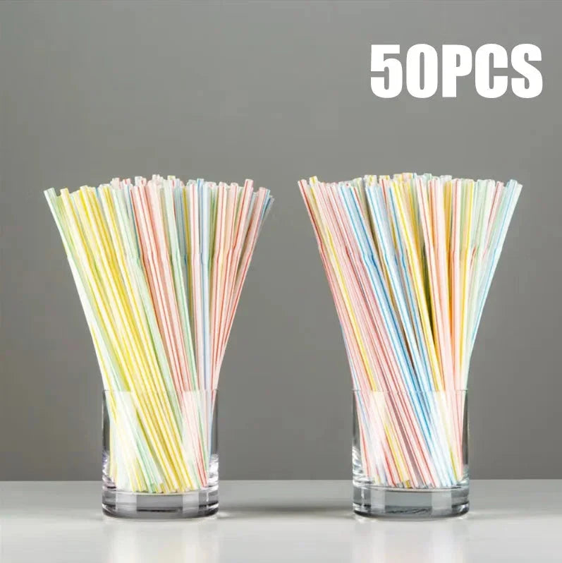 50-1000Pcs Multicolor Drinking Straws – Milk Tea & Party Supplies