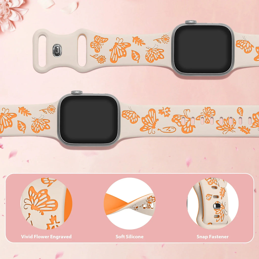 Apple Watch Engraved Silicone Strap - Comfortable Waterproof Band