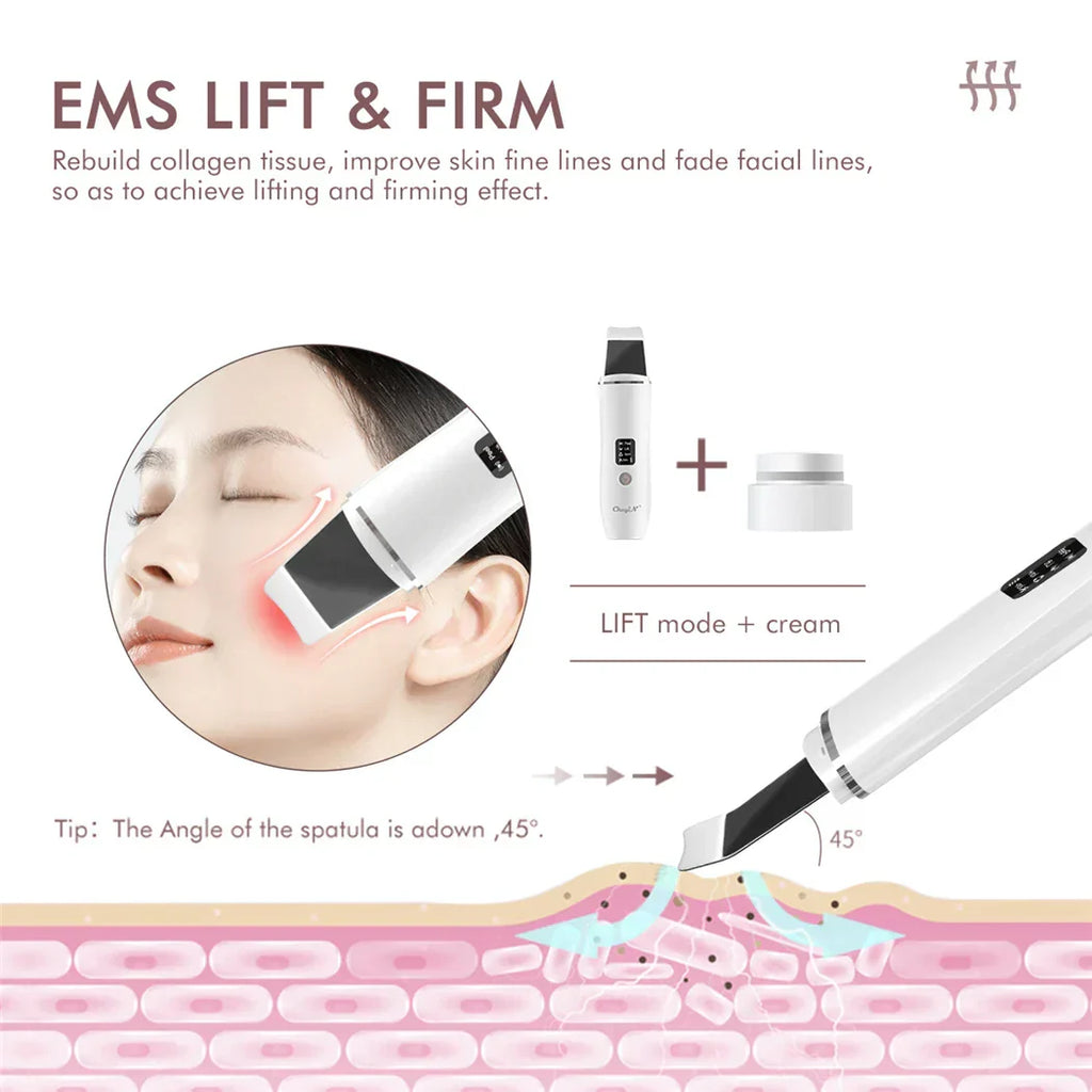 NNEOBA Ultrasonic Skin Scrubber, EMS Massager, LED Light Therapy Beauty - Illuminate, Lift, and Rejuvenate Your Skin