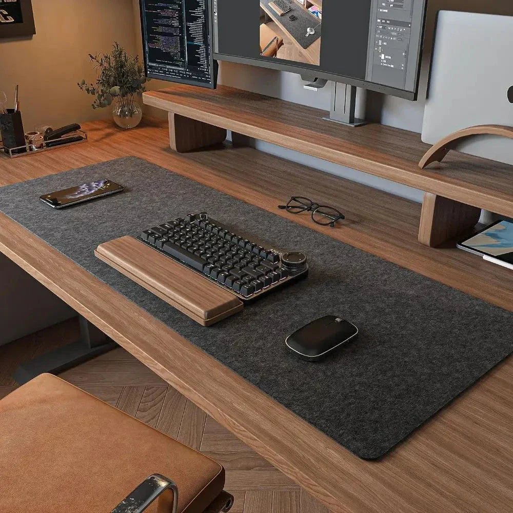 Wool Felt Desk Mat - Non-Slip Large Mouse Pad & Desk Protector