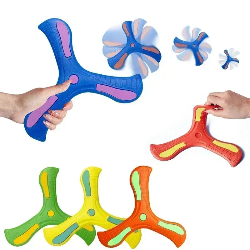 Children Outdoor Sport Flying Disc Soft EVA Touching Boomerang Return Dart Hand Throw Spinner Parent-Child Interactive Game Toys