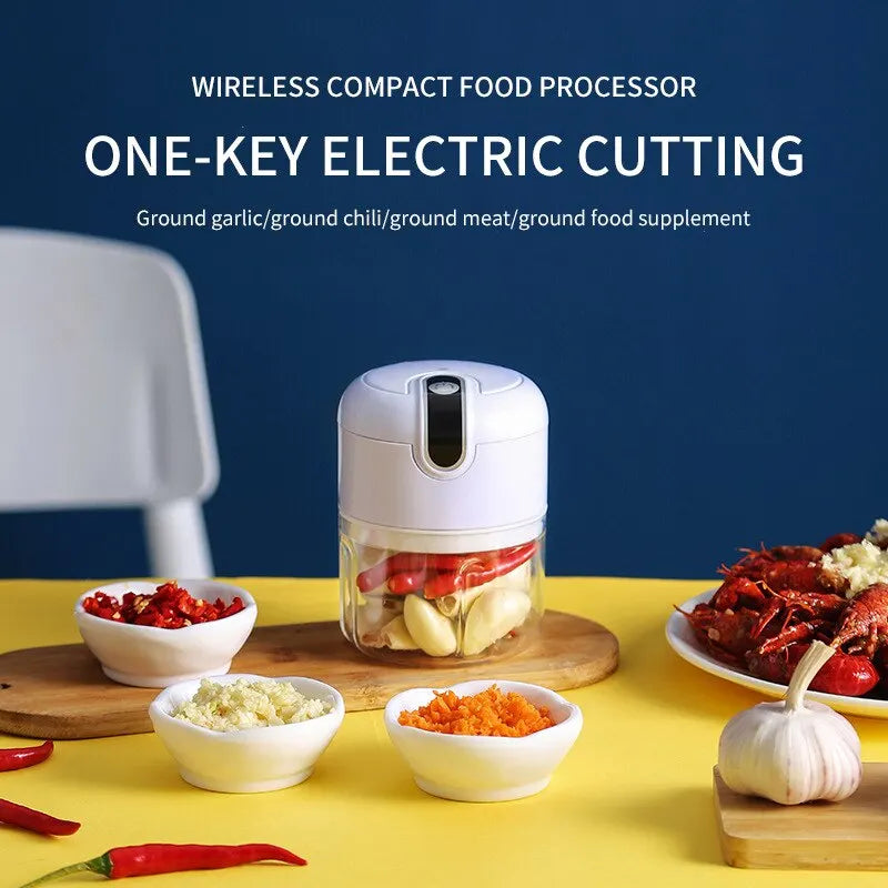 NNEOBA Electric Garlic Masher USB Rechargeable Mini Food Chopper White