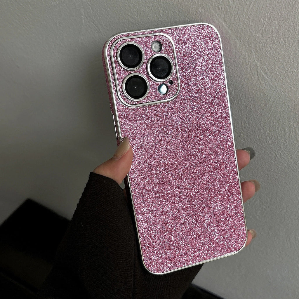Luxury Bling Glitter Leather Case For iPhone 16 15 14 13 12 11 Pro Max Sparkling Soft Silicone Shockproof Plating Bumper Cover