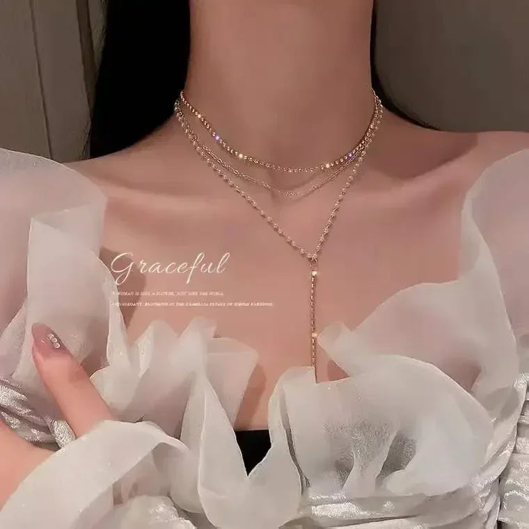 Luxurious Square Pink Zircon Pendant Necklace For Women Fashionable Personalized Daily Accessory Party Jewelry Birthday Gifts