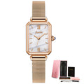 Women's Rectangular Green Dial Mesh Band Quartz Watch