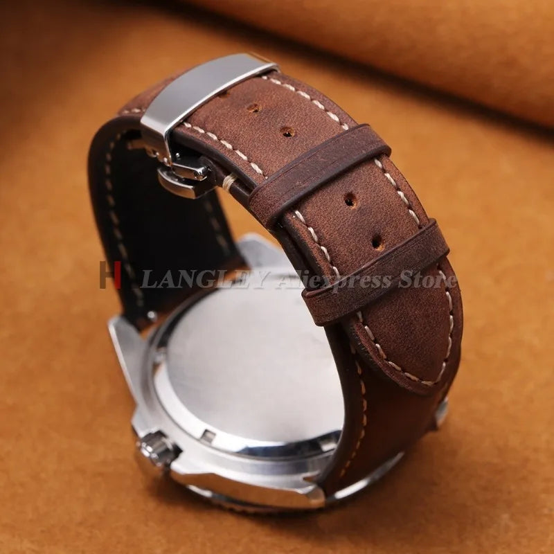 OnePlus Smartwatch Genuine Leather Band - Brown Butterfly Buckle Strap