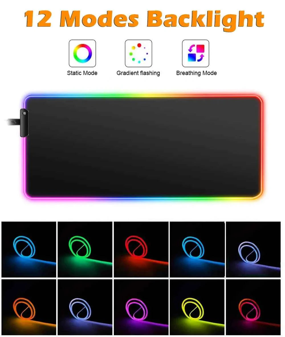 RGB Mouse Pad P-Pokemons Charizard Gamer Computer Gyarados Pc Backlight Mousepad Carpet Gaming Accessories Keyboard LED Desk Mat