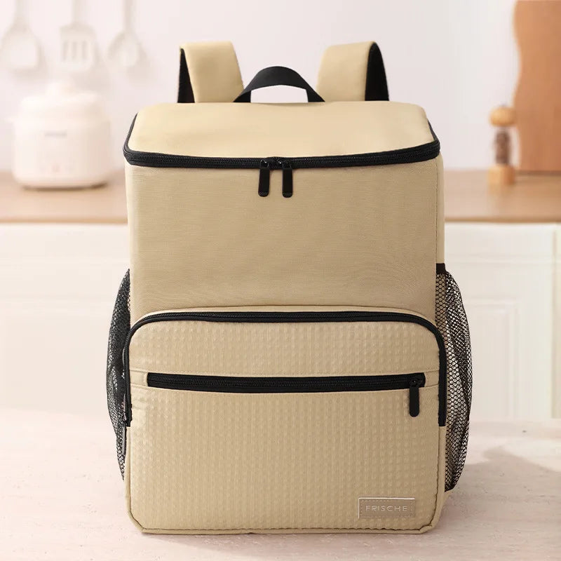 Cooler Backpack Outdoor with PEVA Lining Khaki