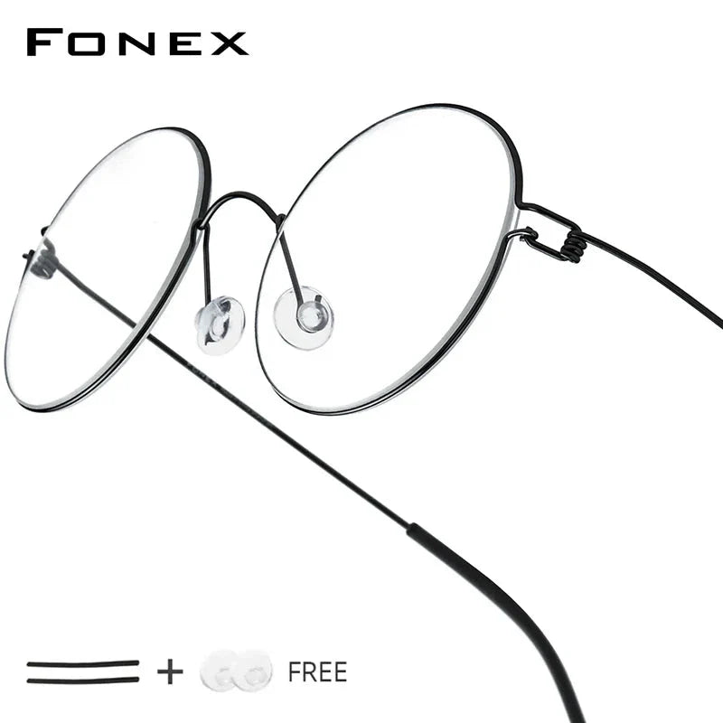 FONEX Screwless Round Eyeglasses – Titanium Alloy Frame for Men & Women