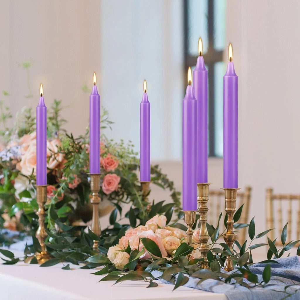 20 Pieces of Purple 4Inch Waxs, Drip-Free, Smoke-Free, Fragrance-Free, Home Dinner Candles, Hand-Pulled, High-Quality, Suitable for Church, Family, Wedding, Party, Seasonal Celebrations, Emergency Situations and Home Decorati