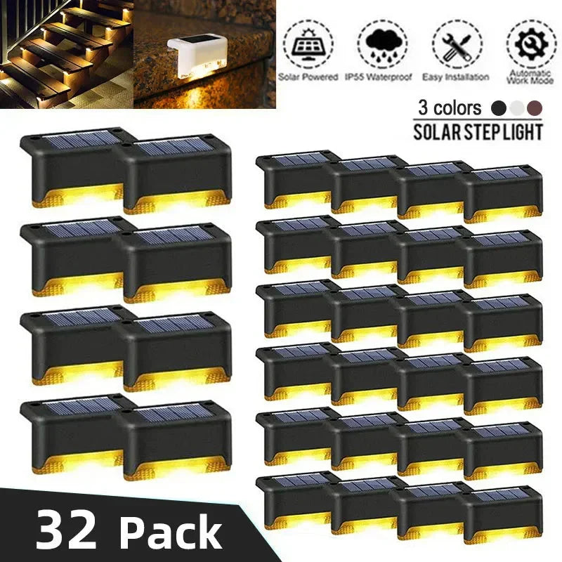 Warm White LED Solar Step Lamp – Waterproof Outdoor Garden & Stair Lights