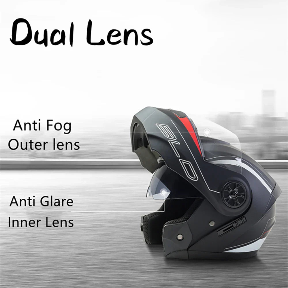 BLD Personalised Motorcycle Full Face Helmet Men Women Fashion Dual Lens Helmets Motocross Racing Modular Flip Up Casco Moto