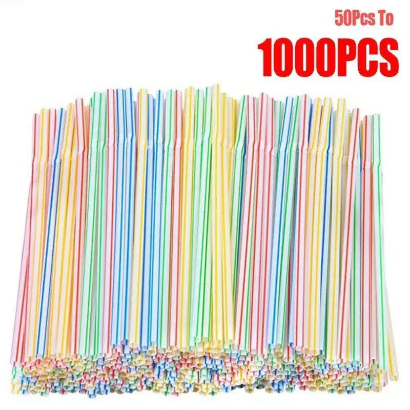 50-1000Pcs Multicolor Drinking Straws – Milk Tea & Party Supplies