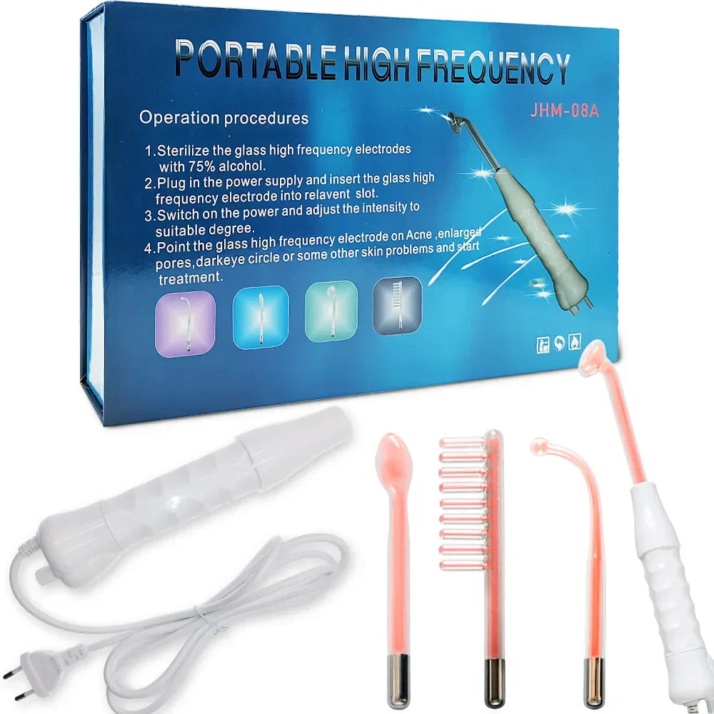 NNEOBA 4-in-1 Portable High-Frequency Beauty Device - Spot Remover, Facial Care, Spa Derma Wand