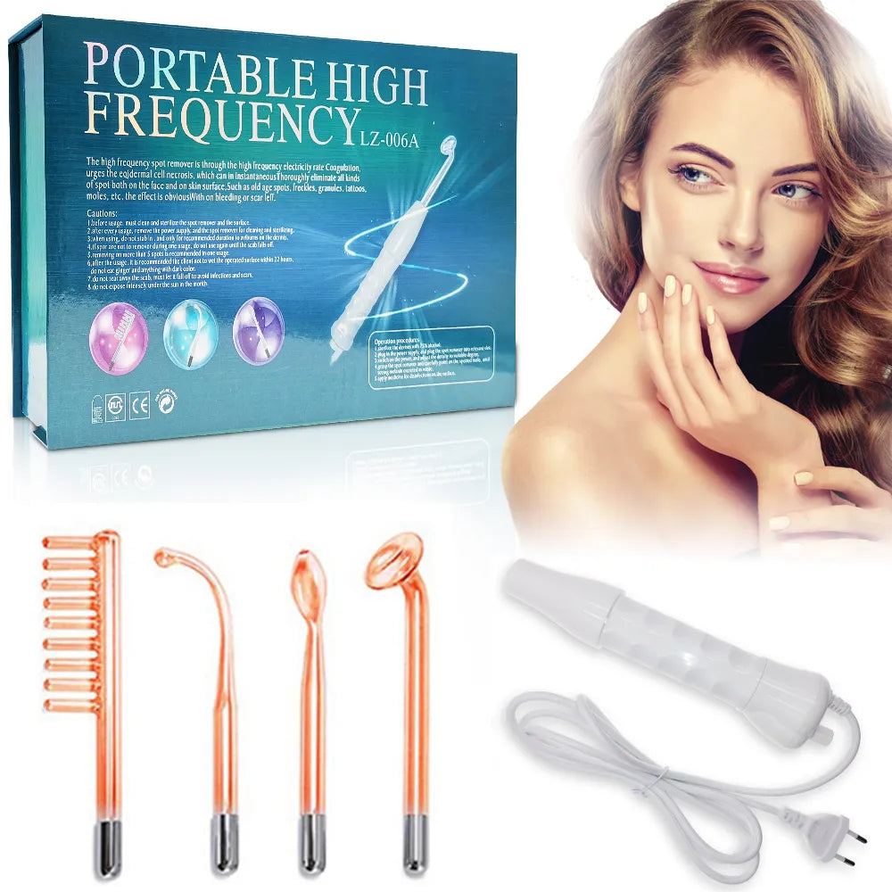 NNEOBA 4-in-1 Portable High-Frequency Beauty Device - Spot Remover, Facial Care, Spa Derma Wand