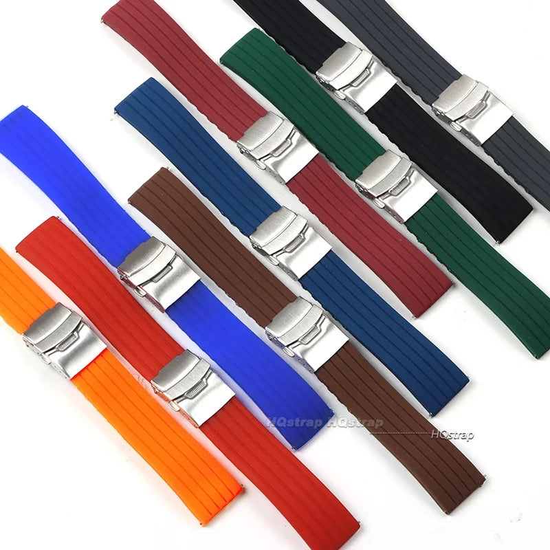 OnePlus Watch Band Silicone Rubber Strap Deployment Buckle Black Brown Green