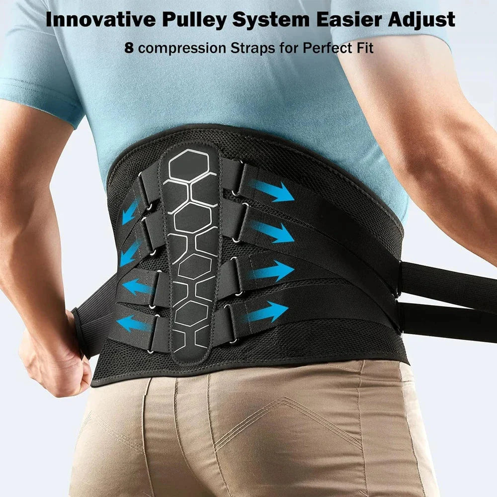 Adjustable Back Brace for Lower Back Pain Relief – Lumbar Support Belt for Sciatica, Herniated Disc & Scoliosis