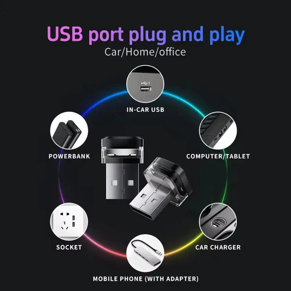 Mini USB LED Car Light – Colorful Interior Atmosphere & Emergency Lamp