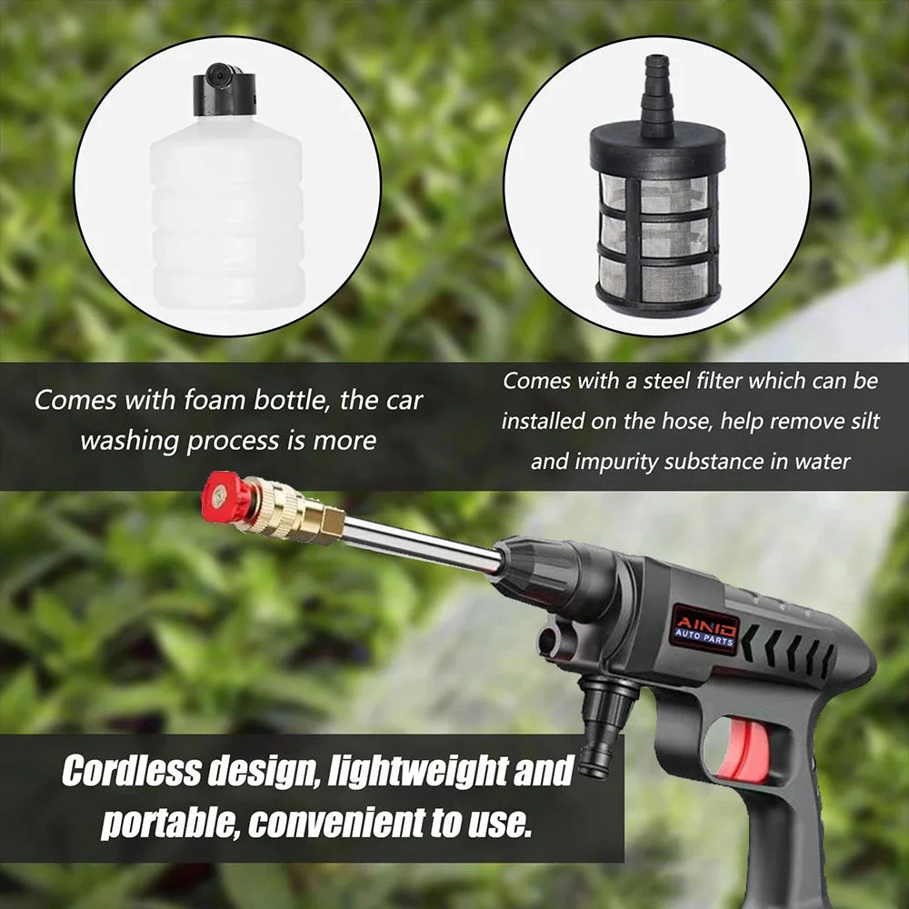 60BAR Wireless High Pressure Car Wash Water Gun Car Washer Self Priming Sustain 300W For Auto Home Garden Cleaning Car Washing