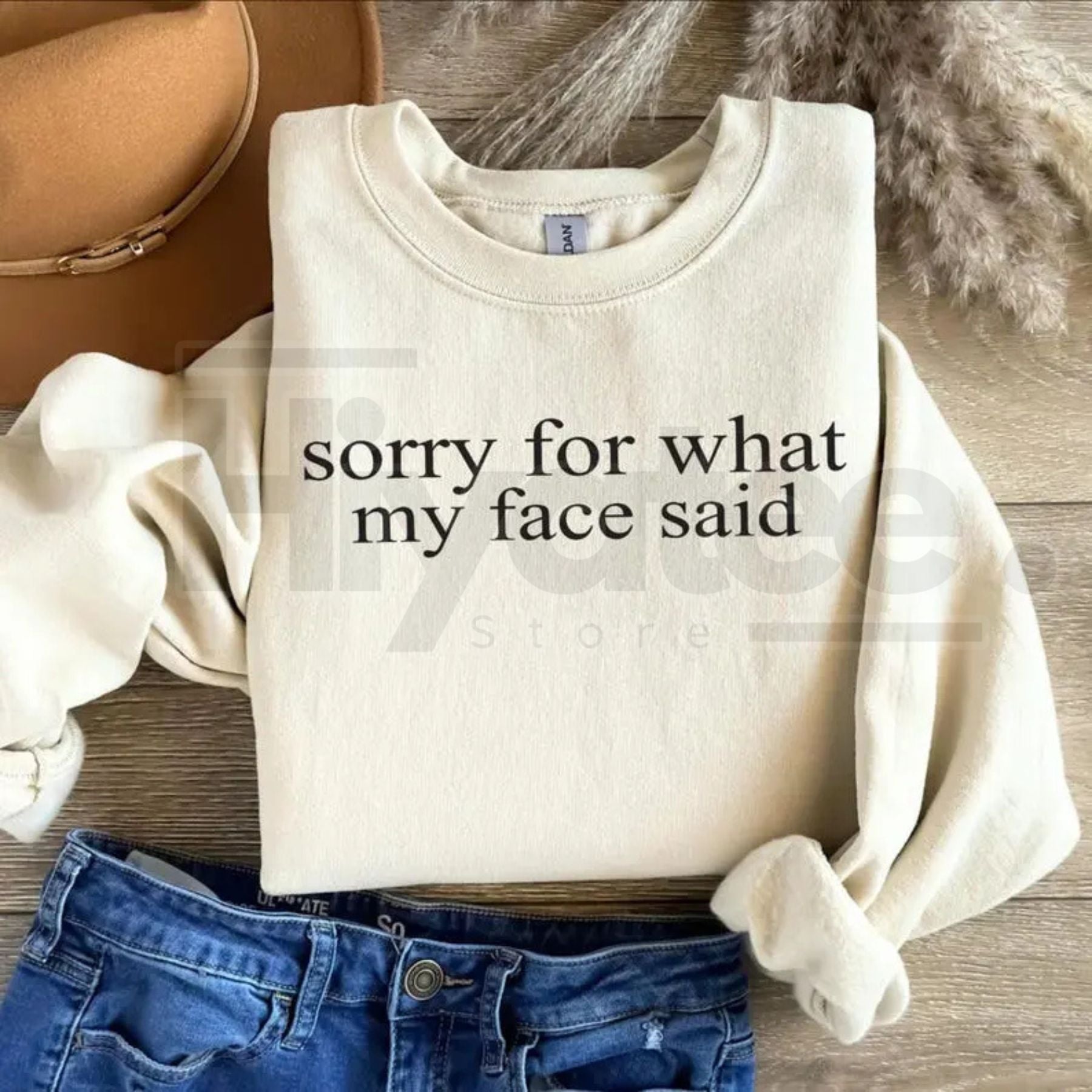 Sorry For What My Face Said Sweatshirt: Sarcastic Funny Crewneck, Relatable Humor Slogan Pullover, Gift for Introverts