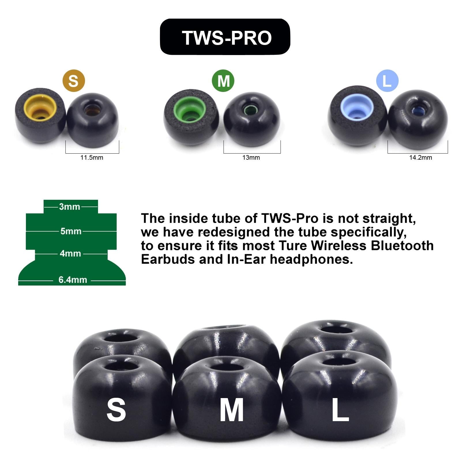 NNEIDS 6-Pack Memory Foam Earplugs For Tws Headsets - Medium