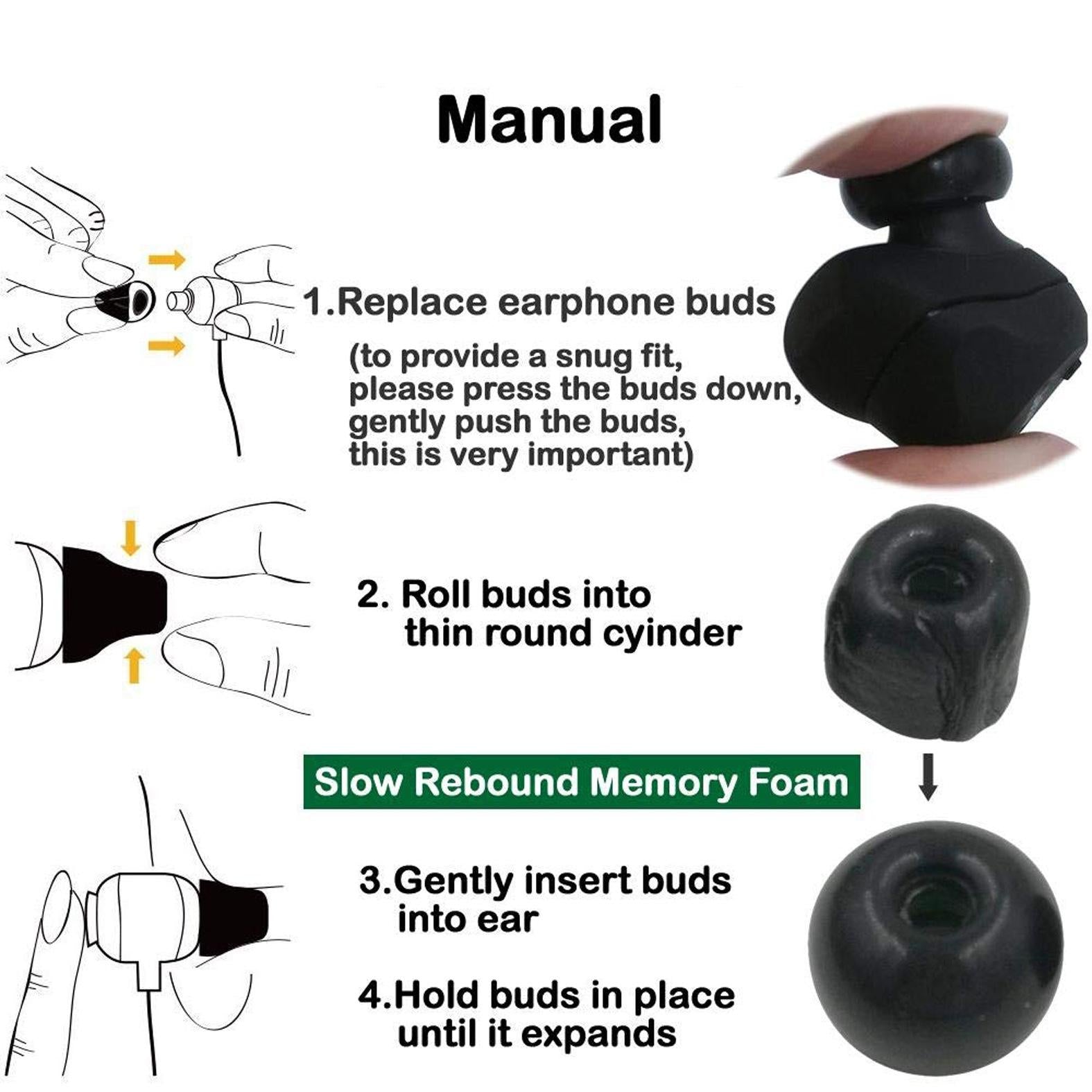 NNEIDS 6-Pack Memory Foam Earplugs For Tws Wireless Headsets
