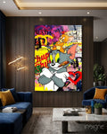 Tom and Jerry: Street Art Glass Wall Art || Designer Collection