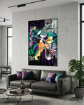 Bugs and Lola: The Graffiti Dance of Love Glass Wall Art || Designer Collection