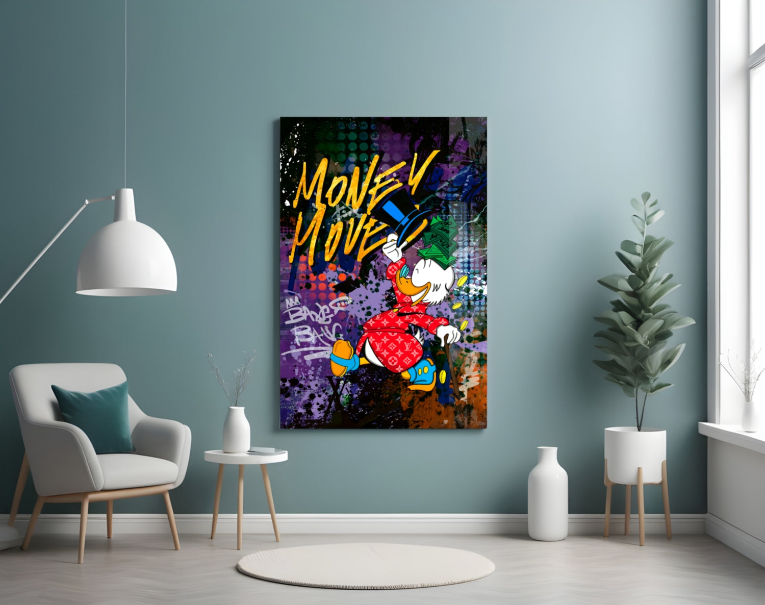 MONEY MOVE: Luxury Duck Glass Wall Art || Designer Collection