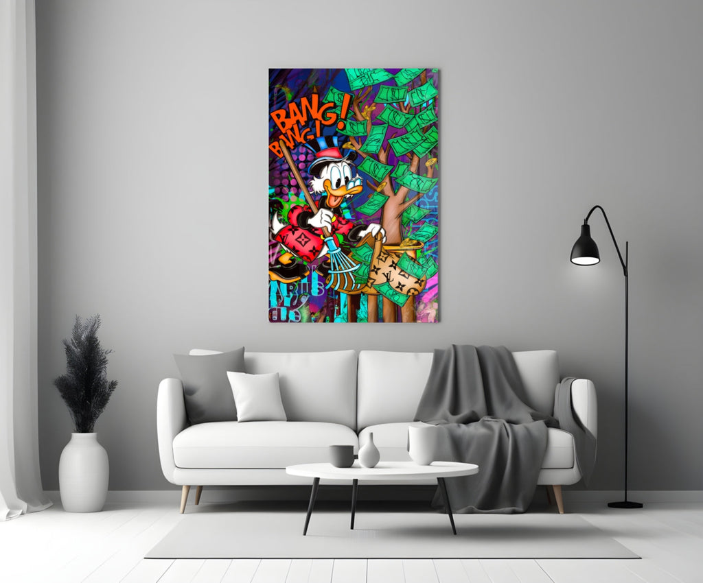 Scrooge's Cash Harvest Glass Wall Art || Designer Collection