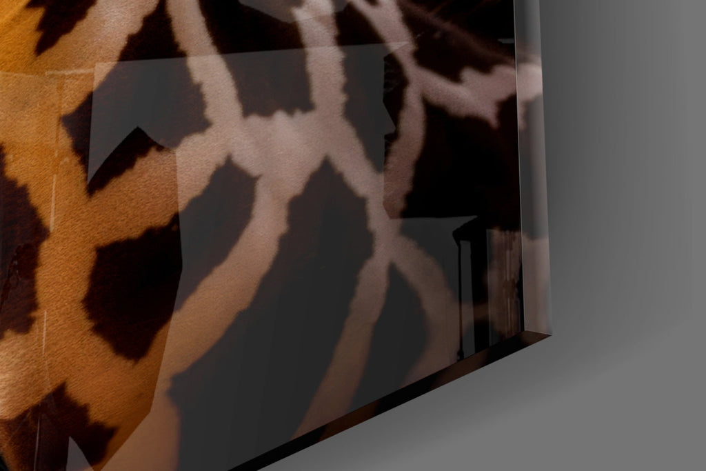 The Gentle Look of a Giraffe Glass Wall Art || Designer Collection