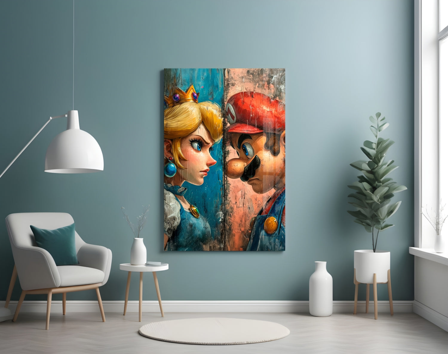 Mario and the Princess Glass Wall Art || Designer Collection