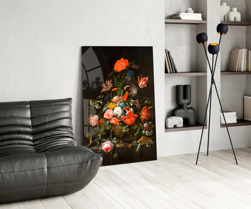 The Wealth in the Vase Glass Wall Art || Designer Collection