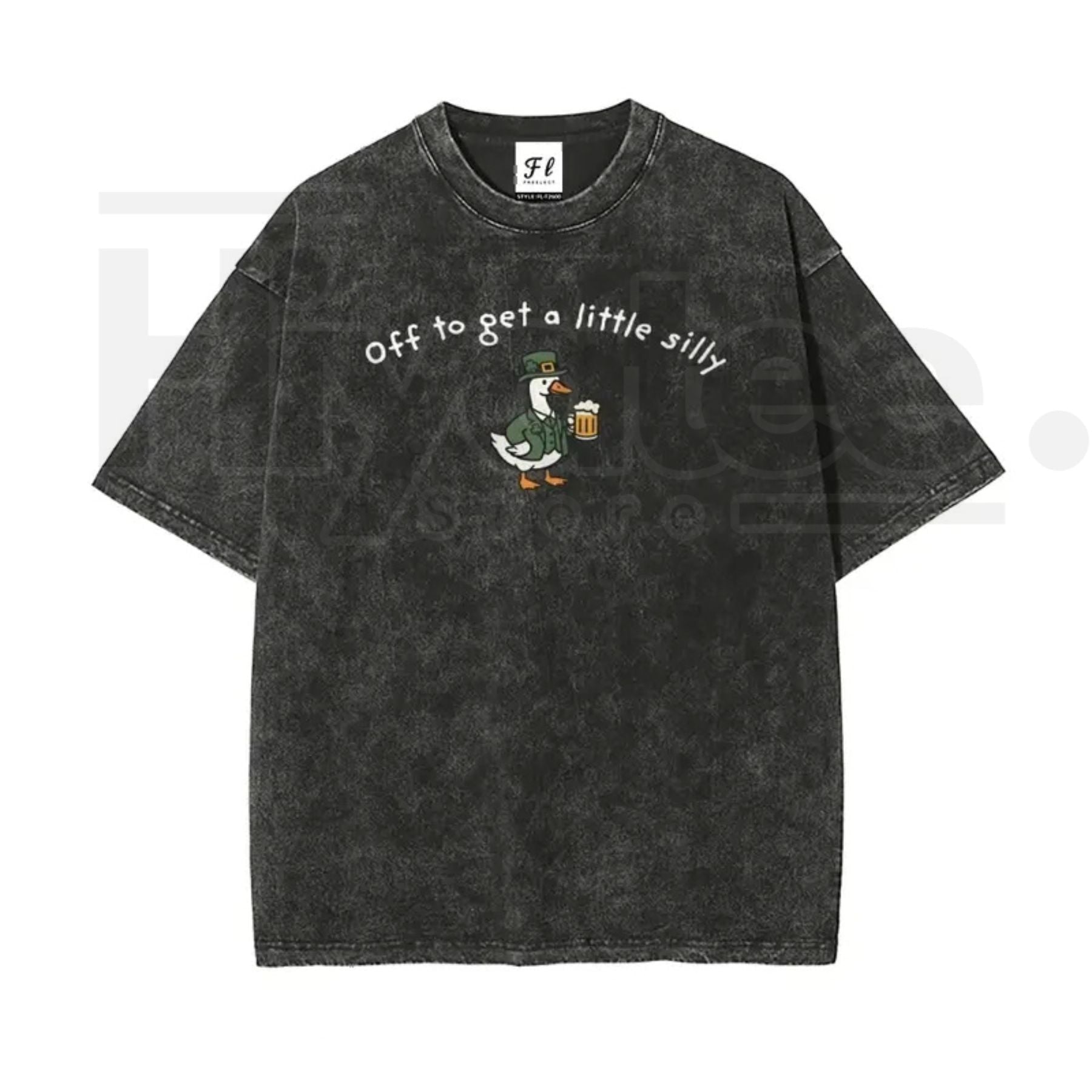 Unisex “Off to Get a Little Silly” Vintage Washed T-Shirt – Shamrock St. Patrick’s Day Graphic Tee