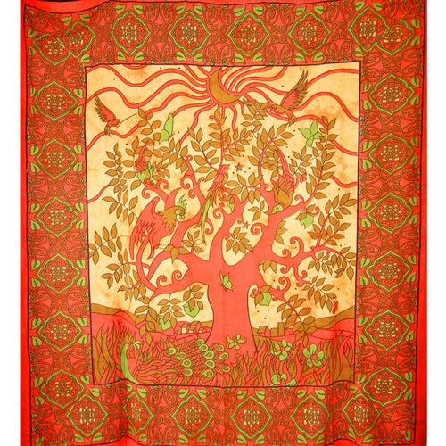 Crescent Moon Botanical Wall Tapestry 90x80 Cotton Decor