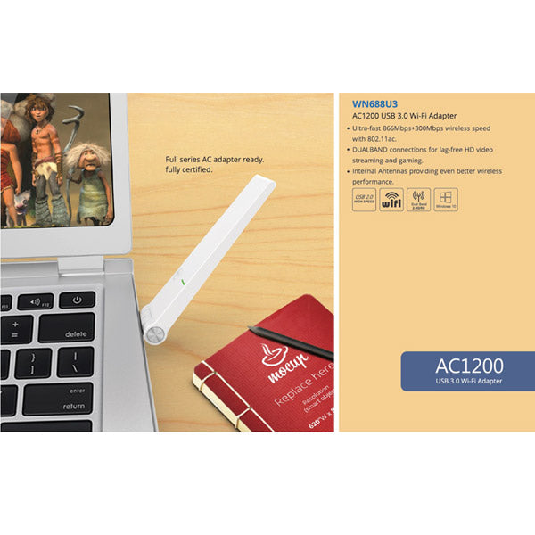 NNEDSZ WINSTAR WIRELESS AC1300M DUAL BAND USB 3.0 ADAPTER