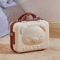 NNEDSZ Cute Bear Face Hard-Shell Storage Case with Lock - 14-Inch white Travel Organizer