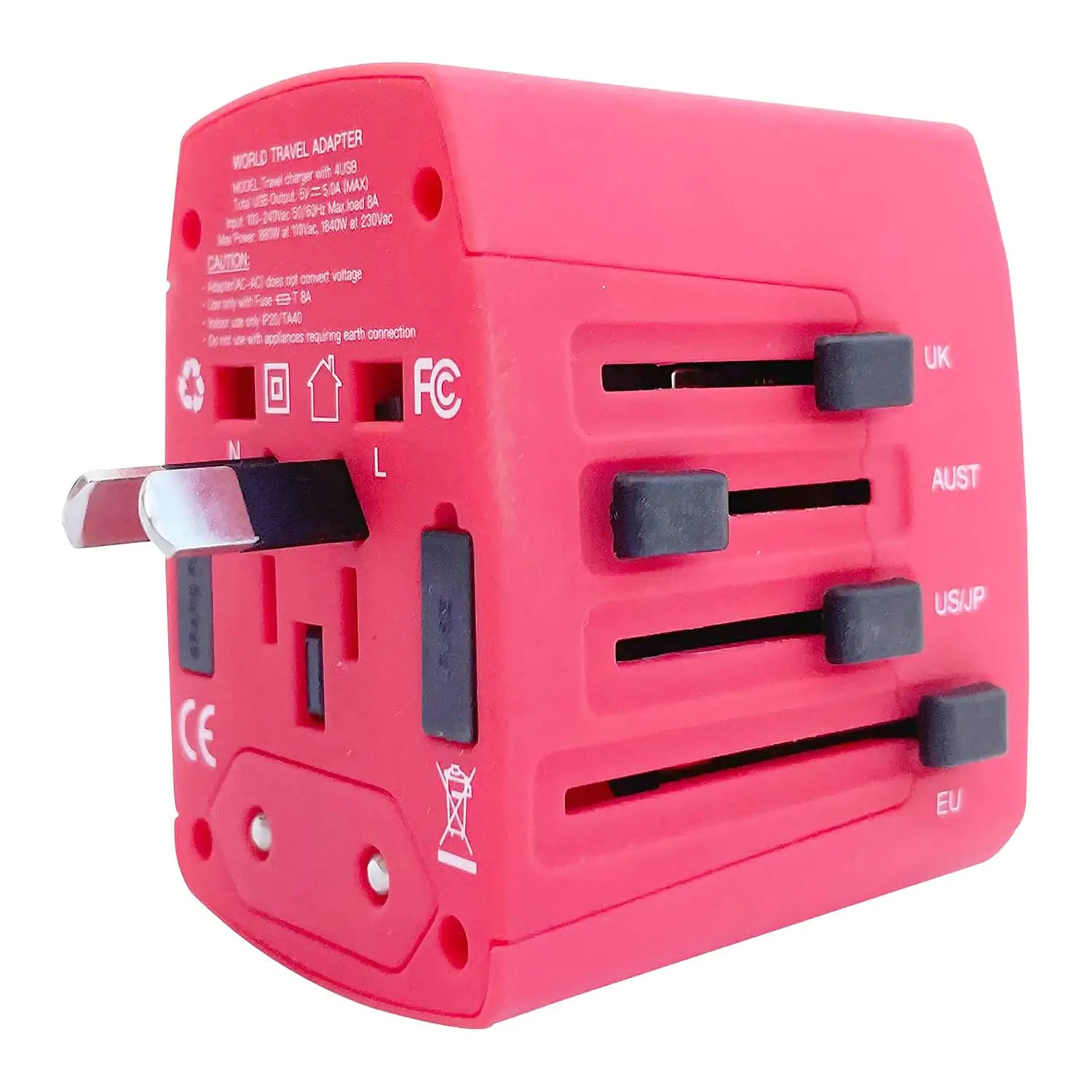 Universal Travel Adapter International Power Adapters 3 Pack Multicharger Plug w 4 USB Ports